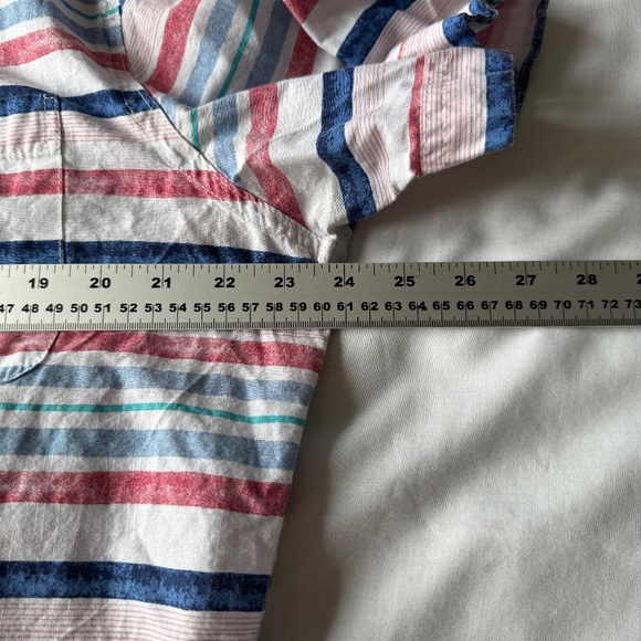 Izod Saltwater Men's Short Sleeve Striped Button Up Shirt Red White Blue Size XL - Picture 9 of 12